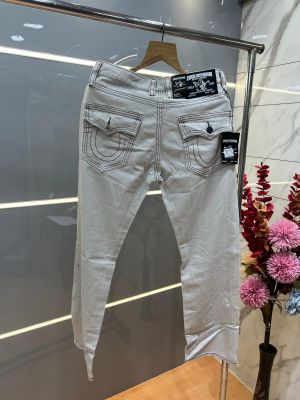 True Religion White Straight fit Premium Imported Stretchable Lycra Fabric Denim with Back Pocket Embroidered Design 4173
