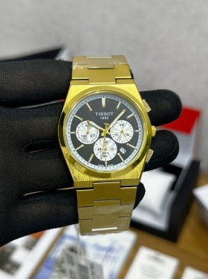 TISSO T PRX SUPER SLIM GOLD BLACK CHRONOGRAPH SERIES