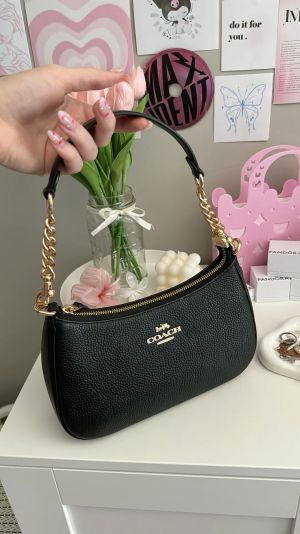 Coach_Teri_All-Black_Plain_ShoulderBag_With_OriginalBox_DustCover