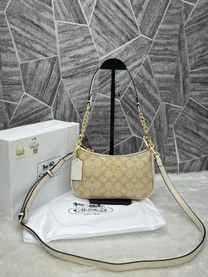 Coach_Teri_Apricot-White_ShoulderBag_With_OriginalBox_DustCover