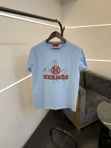Herme s turkey imported patch printing imported round neck tshirt sky