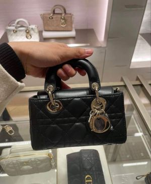Dior_D_Joy_Mini_Black_Bag_With_Original_Box_Dustcover_BowCharms_ChainBelt_And_Longbelt