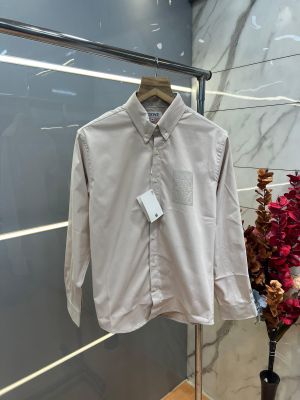 Loew e Cream Premium Oxford Cotton Fabric Shirt  Emboss Logo custom Branded Button Tagging And Poly Bag 4044
