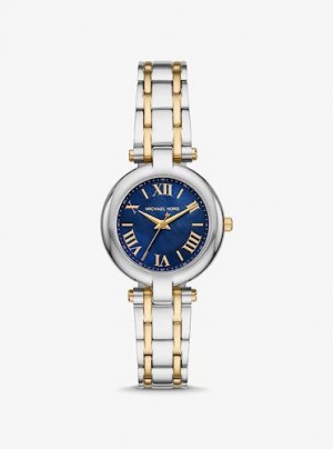 Michael Kors Laney Silver Gold Blue Authentic Store Quality