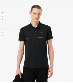 Lacost e Black Premium Cotton Pique fabric Polo Tshirt with Front & Back Design and Embroidered Logo 4244