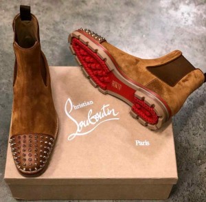 Christia n Louboutin Melon Spikes Chelsea Brown Boots