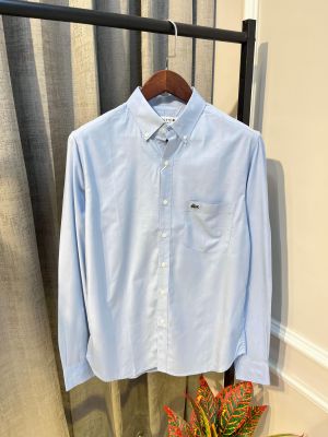 Lacost_e Sky Blue Imported Voil Fabric Finest Cotton Premium Shirt with HD Embroidery Logo(1050)