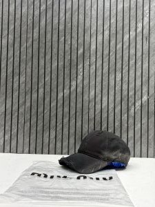 Miu Miu Ripped Black Premium Highend Unisex Hat With Zipper Polly Bag