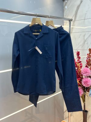 Ralp h Lauren Blue Embroidered Logo with Linen Fabric Premium Tracksuit with Carry Bag 4224