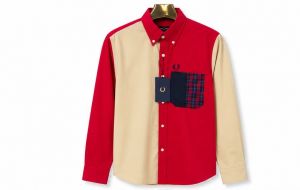 SALE FRED PERRY RED PREMIUM MULTI SHIRT