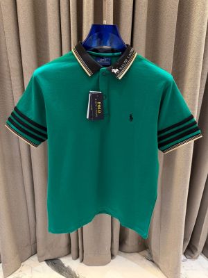 Ralp_h Lauren Chest Logo Stripe Sleeves Polo T-shirt Green