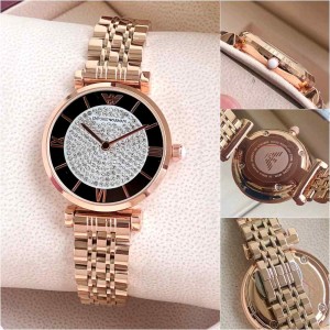 emporio armani_ tow tone rose black watch for her womens girls