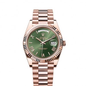 Rolex Day Date Rose Gold Olive Green Dial SEMI ETA