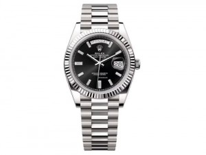 Rolex Day Date Silver Black Dial SEMI ETA