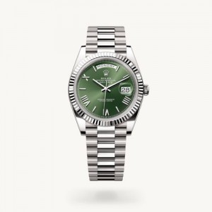 Rolex Day Date Silver Green Dial SEMI ETA