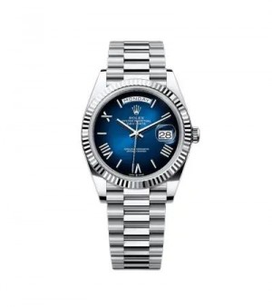 Rolex Day Date Silver Ombre Blue Dial SEMI ETA