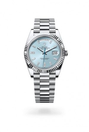 Rolex Day Date Silver Sky Blue Dial SEMI ETA
