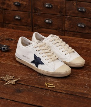 Golde n Goose V Star 2 Blue Glitter Star Patch