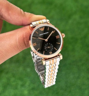 emporio armani_ tow tone rose black watch for her womens girls