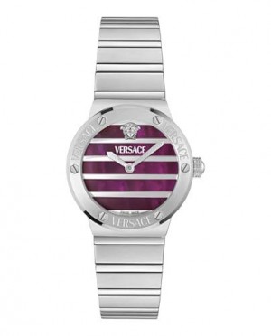 Versace Greca Logo Pearl Silver Maroon