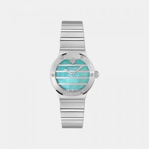 Versace Greca Logo Pearl Silver Sky Blue