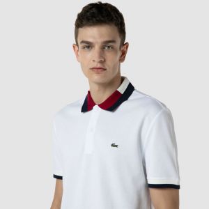 Lacost e White Premium Cotton Lycra Pique fabric Polo Tshirt with Collar Design and Embroidered Logo 4259
