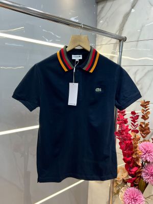 Lacost e Navy Premium Cotton Lycra Pique fabric Polo Tshirt with Collar Design and Embroidered Logo 4256