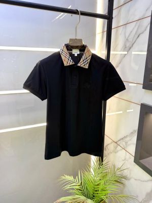 Burberr y Black Polo Premium Collar Neck T-shirt With Brand Carry Bag F3764-BL