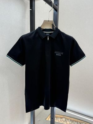 Boss x Porsche Black Premium Collar Neck Polo T-shirt With Brand Box Packing F3687-BL