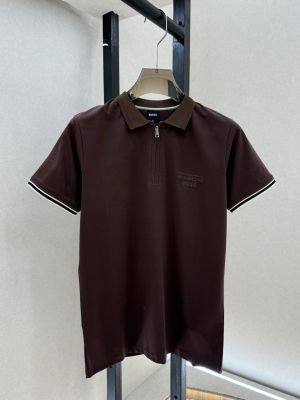 Boss x Porsche Brown Premium Collar Neck Polo T-shirt With Brand Box Packing F3687-BR