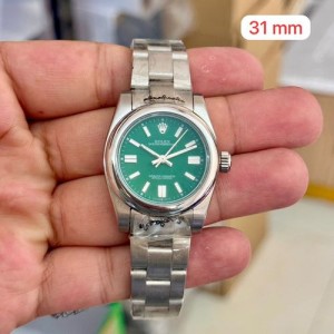 Rolex Date Just Silver Green Oyster 31mm