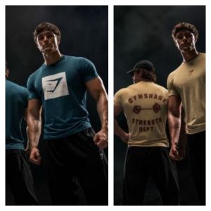 Gymshark T-shirt Blue - Gymshark T-shirt Beige Both M