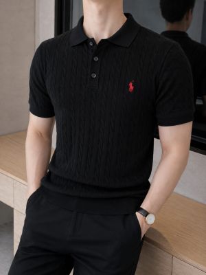 Ralp h Lauren Polo Imported knitted Black Super Premium Collar Neck T-shirt F3560-BL