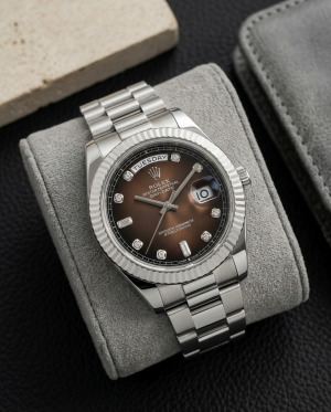 Role_x Oyster Perpetual Day Date Diamond Silver-Brown
