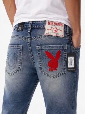 True Religion Light Blue Bootcut Premium Imported Stretchable Lycra Fabric Denim with Back Pocket Embroidered Design 4228