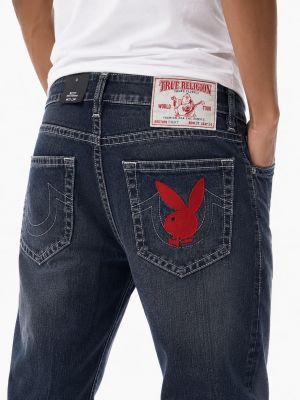 True Religion Dark Blue Bootcut Premium Imported Stretchable Lycra Fabric Denim with Back Pocket Embroidered Design 4226