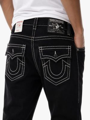 True Religion Black Straight fit Premium Imported Stretchable Lycra Fabric Denim with Back Pocket Embroidered Design 4225