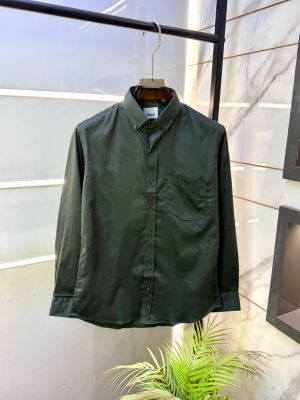 Burberr y Green Premium Shirt With Brand Box Packing and Carry Bag F3036-GR