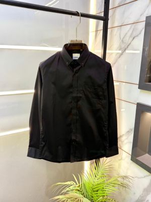 Burberr y Black Premium Shirt With Brand Box Packing and Carry Bag F3036-BL