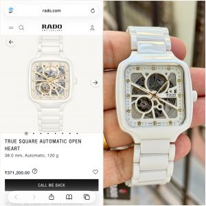 Rad_o True Square Automatic Ceramic- White-Gold Diamond 