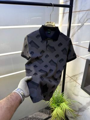 Hugo_Boss Grey Collar Neck Premium Polo T-shirt F3603-GY