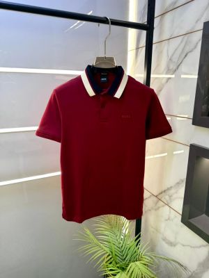 Hugo_Boss Maroon Collar Neck Premium Polo T-shirt F3603-MA