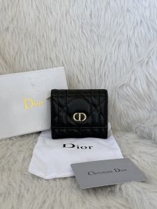 Dior_Black_Caro_Hibiscus_Trifold_Wallet_With_OriginalBox_DustCover_CardTags