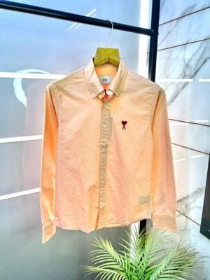 Ami paris Orange Embroidery Logo Premium Shirt (1804)