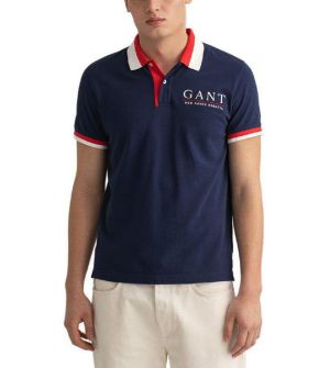 Gant Blue Imported Pique Cotton Lycra Fabric Polo Tshirt with Collar Design and Embroidered Logo 4275
