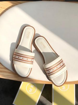 Michael_Kors_MK Sadler Slide Flats With OG Box & Dust Bag (White - 1099)