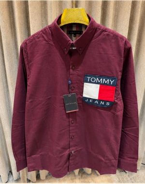 SALE TOMMY HILFGIGE_R MAROON PREMIUM SHIRT