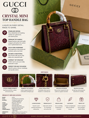 GUCC.I DIANA MINI HAND BAG EMBELLISHED RHINESTONE PREMIUM WITH DOUBLE BOX PACKING