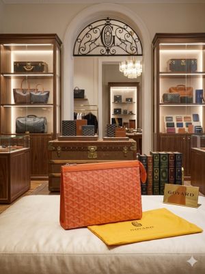Goyard_ Snat MM pouch is crafted from signature coated canvas featuring a distinctive chevron pattern Bag with box premium quality