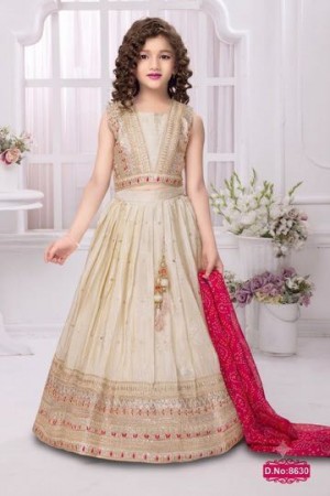 Premium Girls Embroidered Foil Work Lehenga Choli Set with Bandhani Dupatta